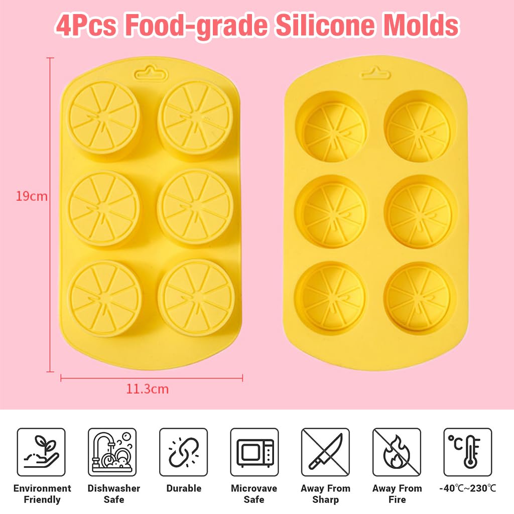 HASTHIP Fruit Molds 4Pcs Food-Grade Silicone Molds with Dripper Fruit Shape Kitchen Molds Baking Tool 6-Grid Kitchen Molds for Chocolate, Candy, Mousse, Ice Cube & Jelly HASTHIP Fruit Molds 4Pcs Food-Grade Silicone Molds with Dripper Fruit Shape Kitchen Molds Baking Tool 6-Grid Kitchen Molds for Chocolate, Candy, Mousse, Ice Cube & Jelly